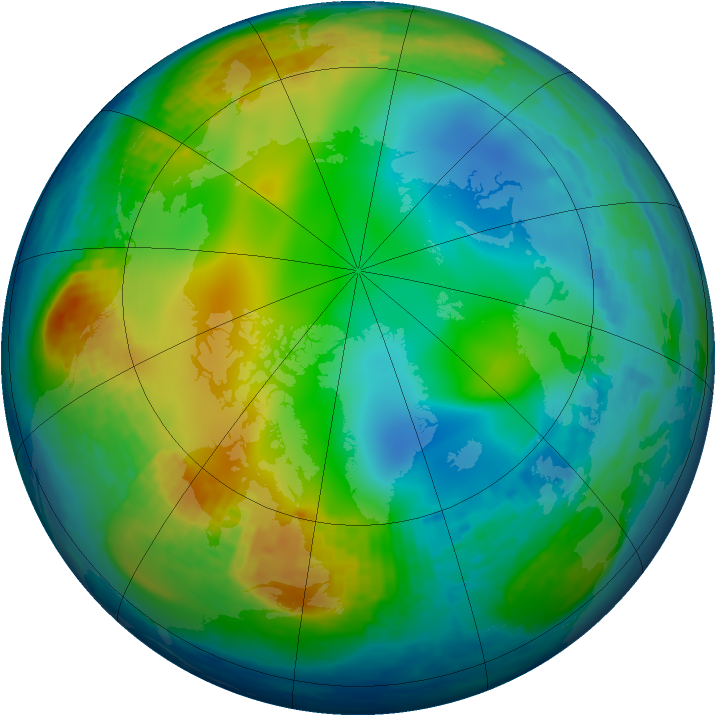 Arctic ozone map for 05 December 2003